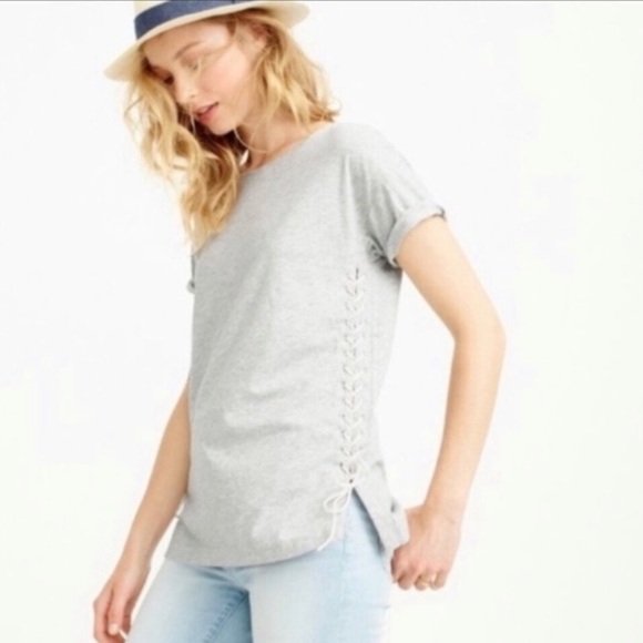 J Crew Side Tie Lace Up Cotton Tee - Picture 2 of 12